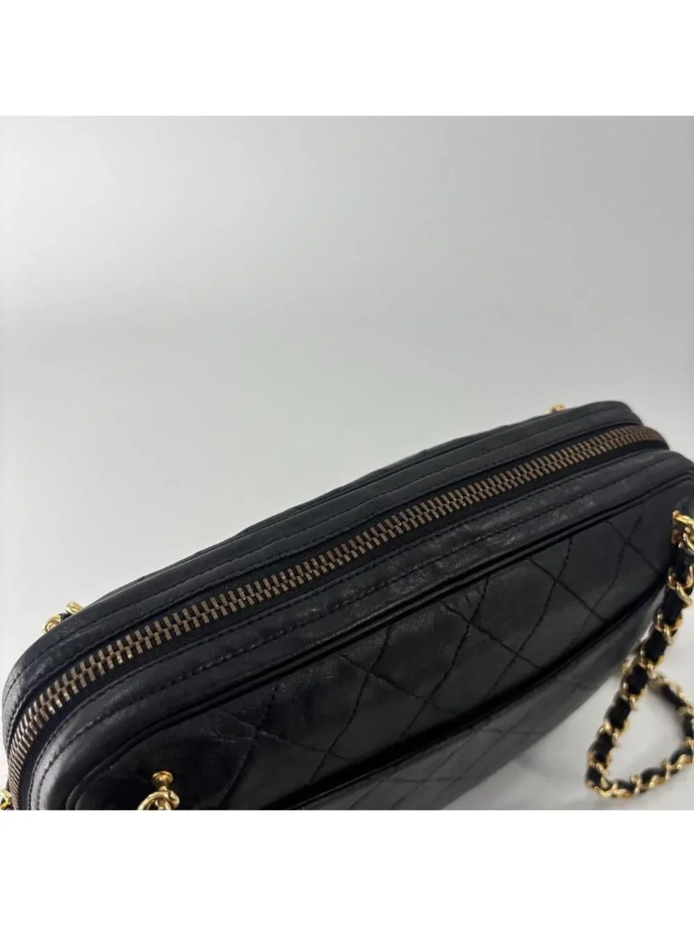 Chanel Super Quilted Lambskin Chain Shoulder Bag Black